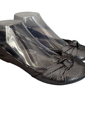 American Eagle Outfitters Black Metallic Bow Ballet Flats